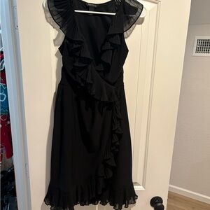 White House black market black ruffle dress size 6
